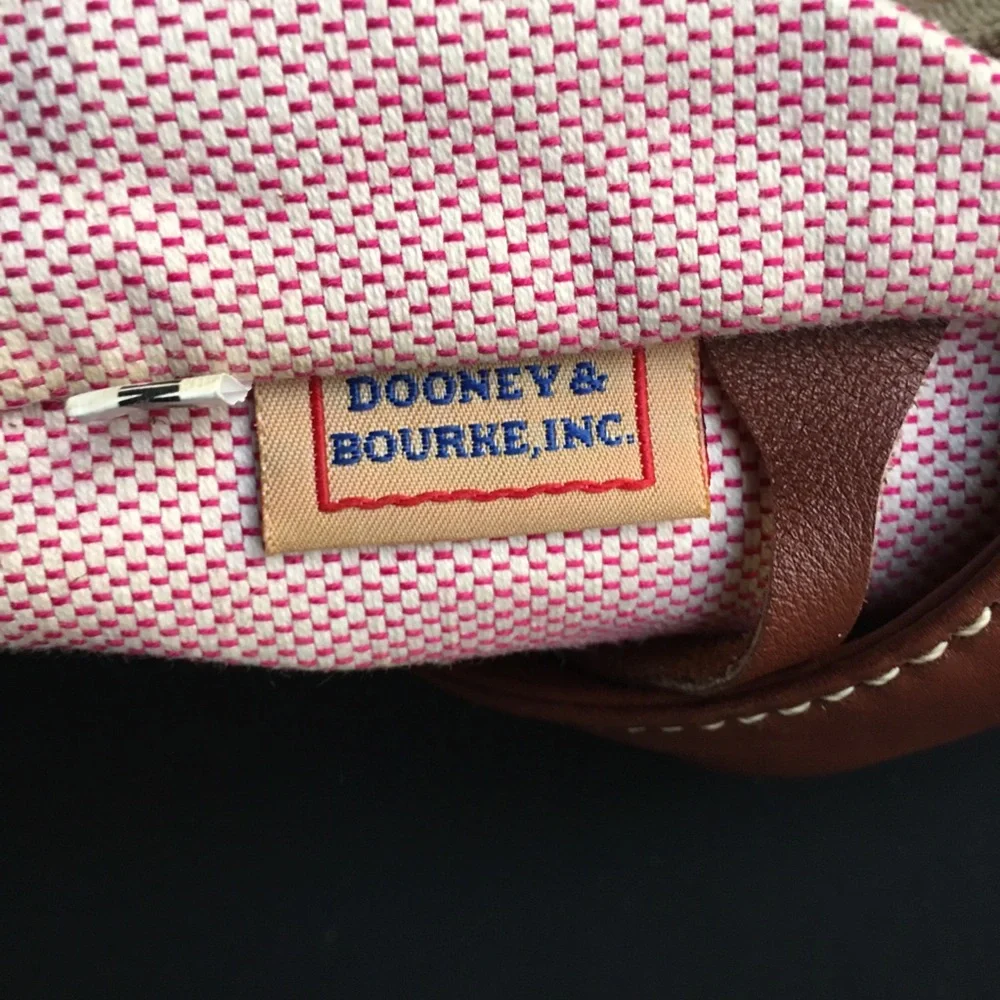 Dooney & Bourke Shoulder Hobo Handbag Purse Monogram Silver Lock Fabric Leather